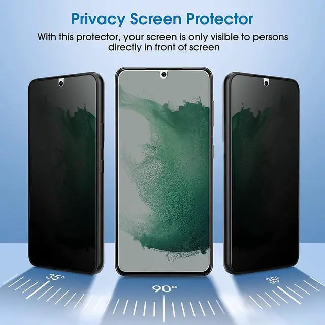 Alt view image 2 of 5 - amFilm Privacy Screen Protector Samsung Galaxy S22 5g 6.1 inch with 2 Pack Camera Lens Protector, Anti Spy, Fingerprint ID Compatible, Easy to Installation, Hybird, 2+2 Pack