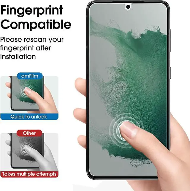 Alt view image 3 of 5 - amFilm Privacy Screen Protector Samsung Galaxy S22 5g 6.1 inch with 2 Pack Camera Lens Protector, Anti Spy, Fingerprint ID Compatible, Easy to Installation, Hybird, 2+2 Pack