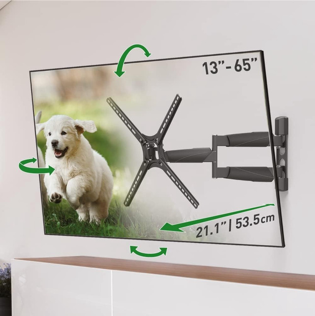 thumbnail image 2 of Barkan Full Motion Dual Arm TV Wall Mount – Fits 13-80 Inch TVs – Up To 110lb – Lifetime Warranty 2 of 4