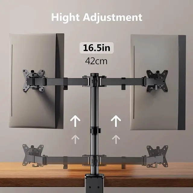 Alt view image 6 of 7 - ErGear Dual Monitor Stand, Heavy Duty Adjustable Monitor Desk Mount for 2 Screens up to 32 Inches, Fully Adjustable Height, Tilt, Swivel, Rotate, Supports 17.6 lbs per Monitor Arm, Easy Installation