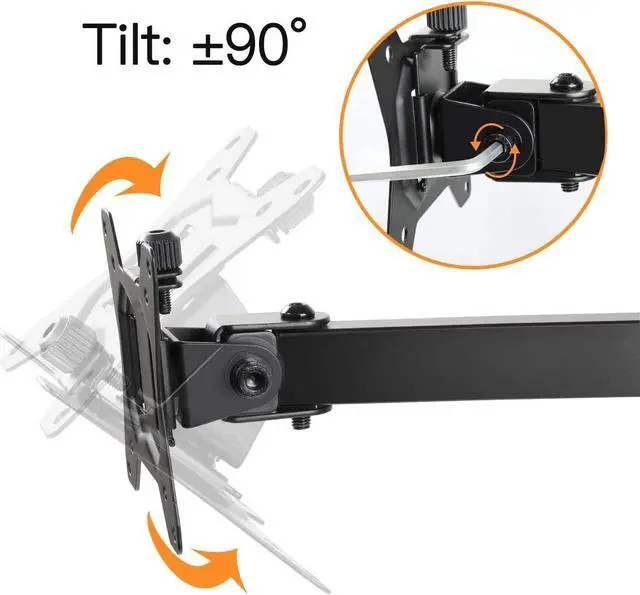 Alt view image 4 of 6 - HUANUO Dual Monitor Stand,Dual Monitor Arm for Two 13 to 32 Inch LCD Screens, Height Adjustable Double Arm Monitor Mount Desk Stand with Clamp, Grommet Mounting Base, Each Arm Hold up to 17.6lbs