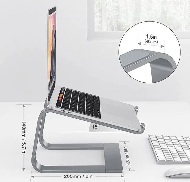 Alt view image 2 of 7 - Laptop Stand for Desk, Detachable Laptop Riser, Aluminum Laptop Holder, Compatible with MacBook Air/Pro, Dell, HP, and All Laptops (11-16 inch), Grey