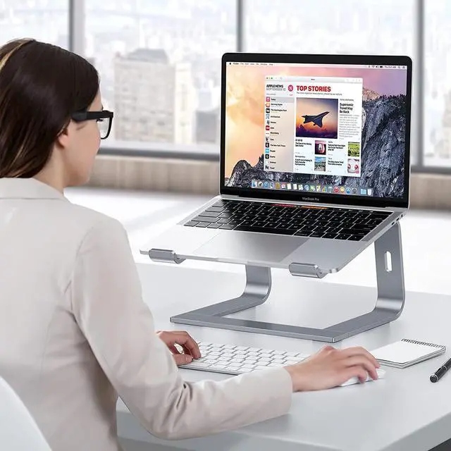 Alt view image 7 of 7 - Laptop Stand for Desk, Detachable Laptop Riser, Aluminum Laptop Holder, Compatible with MacBook Air/Pro, Dell, HP, and All Laptops (11-16 inch), Grey