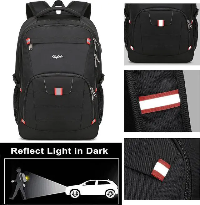 Alt view image 6 of 7 - Backpack for Men and Women,School Backpack for Teens,17.3 inch Travel Laptop Backpack,Water Resistant College Bookbag Sturdy Computer Rucksack,Business Casual Daypack,Black