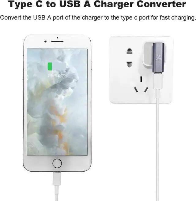 Alt view image 4 of 6 - 90 Degree USB C Female to USB Male Adapter 2 Pack Left and Right Angle Type C to USB A Charger Converter for iPhone Apple iWatch Watch Airpods iPad Air Mini and More