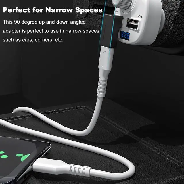 Alt view image 3 of 7 - 2 Pack Right Angle USB A to USB C Adapter 90 Degree Up and Down Angle USB 3.0 Male to Type C Female Connector for PC Laptop Tablet and Phones