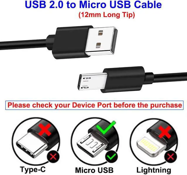 Alt view image 3 of 7 - U 2-Pack 3FT 12mm Extra Long Tip Micro USB Cable Extended Connector for AGM/Blackview/Oukitel/Doogee/Leagoo/Zoji/Guophone V19 X3 Rugged Phones or Case with Deep Recessed Ports