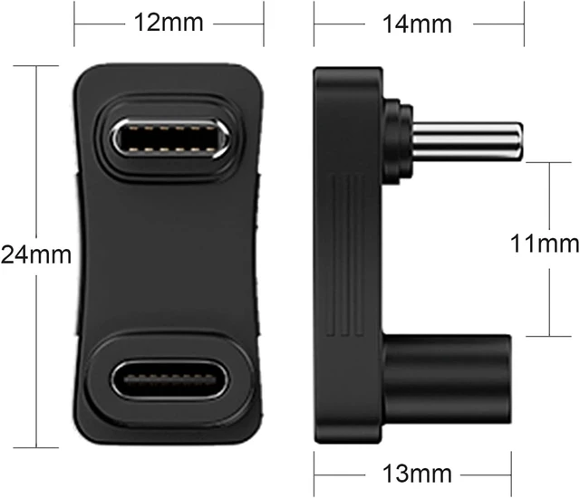 Alt view image 6 of 6 - 180 Degree Angle USB C Adapter 2 Pack, Black