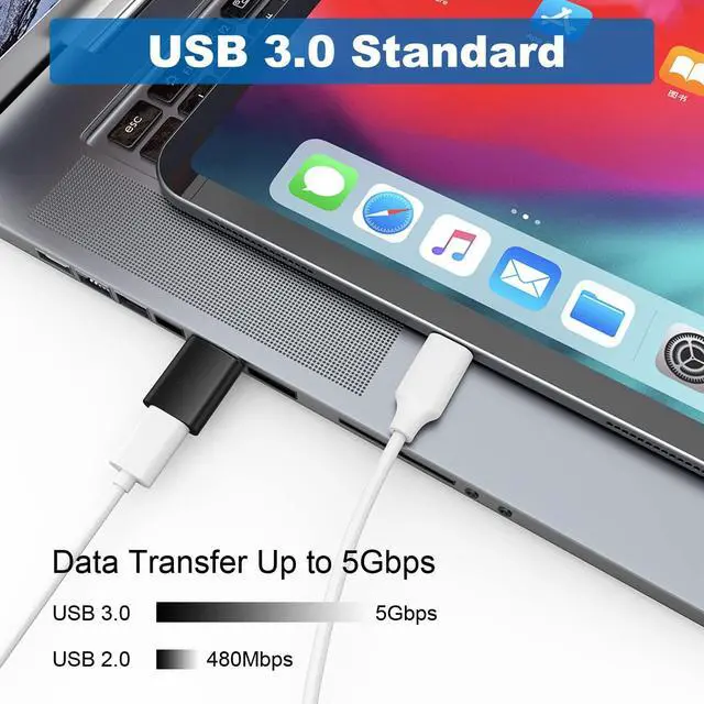 Alt view image 3 of 5 - A USB C Adapter (6 Pack), USB A Male to USB C Male, USB 3.0 Male to USB C Female, USB Type-C Male to USB 3.0 Female Converter Connector (Black)