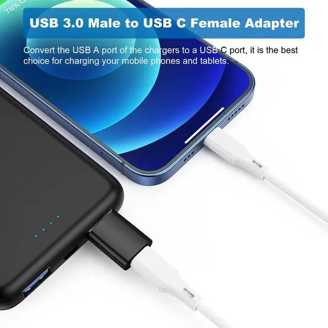 Alt view image 4 of 5 - A USB C Adapter (6 Pack), USB A Male to USB C Male, USB 3.0 Male to USB C Female, USB Type-C Male to USB 3.0 Female Converter Connector (Black)