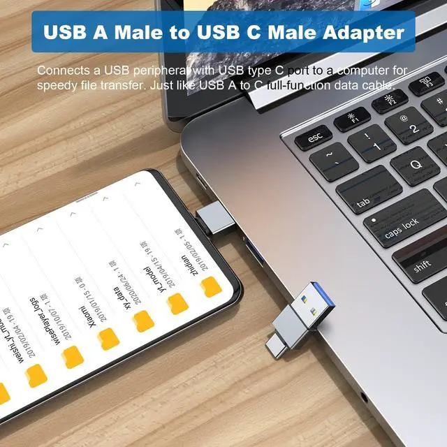 Alt view image 5 of 6 - A USB C Adapter (6 Pack), USB A Male to USB C Male, USB 3.0 Male to USB C Female, USB Type-C Male to USB 3.0 Female Converter Connector (Grey)