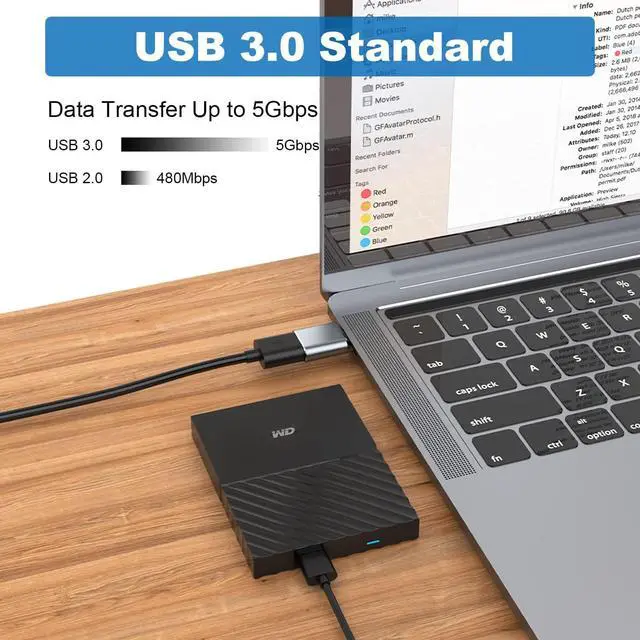 Alt view image 3 of 6 - A USB C Adapter (6 Pack), USB A Male to USB C Male, USB 3.0 Male to USB C Female, USB Type-C Male to USB 3.0 Female Converter Connector (Grey)