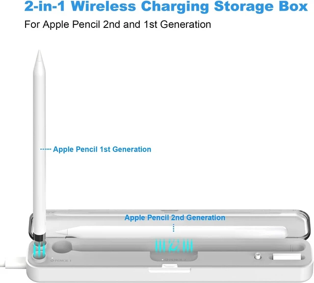 Alt view image 2 of 6 - 2 in 1 Charging Case for Apple Pencil 2nd and 1st Generation