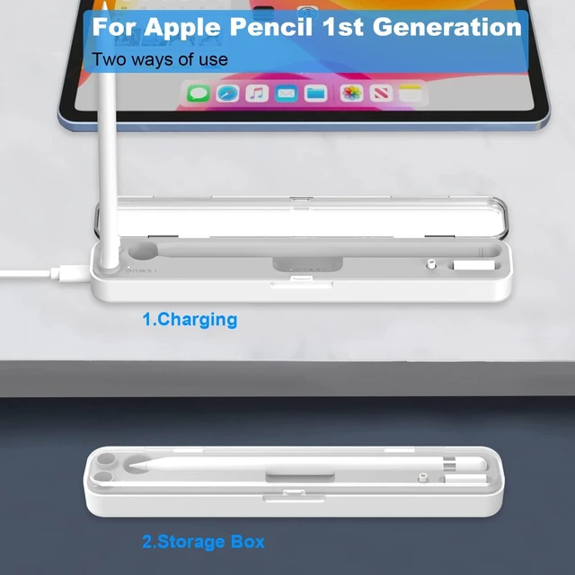 Alt view image 3 of 6 - 2 in 1 Charging Case for Apple Pencil 2nd and 1st Generation