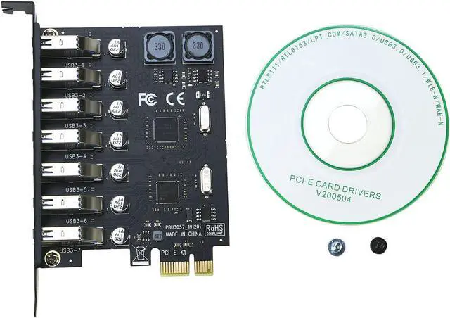 Alt view image 6 of 6 - USB 3.0 PCI-e Expansion Card 7Port, RIITOP PCI-e x1 to USB 3.0 HUB Adapter 5Gbps (No Power Need)