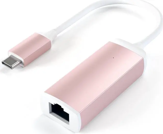 Alt view image 2 of 5 - Satechi USB C to Ethernet Cable, Type-C Gigabit Ethernet Adapter, Aluminum Portable Ethernet-to-USB Converter for MacBook Pro/Air, iPad Pro/Air/Mini, Windows Laptop, Compatible with Switch (Rose Gold)