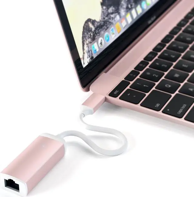 Main image of Satechi USB C to Ethernet Cable, Type-C Gigabit Ethernet Adapter, Aluminum Portable Ethernet-to-USB Converter for MacBook Pro/Air, iPad Pro/Air/Mini, Windows Laptop, Compatible with Switch (Rose Gold)