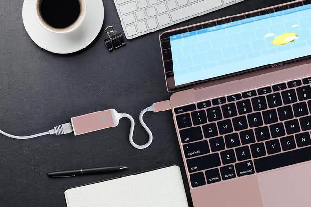 Alt view image 5 of 5 - Satechi USB C to Ethernet Cable, Type-C Gigabit Ethernet Adapter, Aluminum Portable Ethernet-to-USB Converter for MacBook Pro/Air, iPad Pro/Air/Mini, Windows Laptop, Compatible with Switch (Rose Gold)