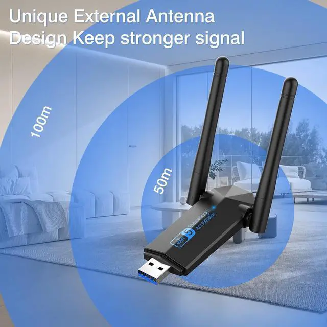 Alt view image 6 of 7 - USB WiFi Adapter 1300Mbps WiFi Dongle USB 3.0 Dual Band 5G/2.4G Wireless Network Adapter for Desktop Laptop PC Dual 5dBi Antennas Supports Windows 11/10/8.1/8/7 Mac OS 10.9-10.15