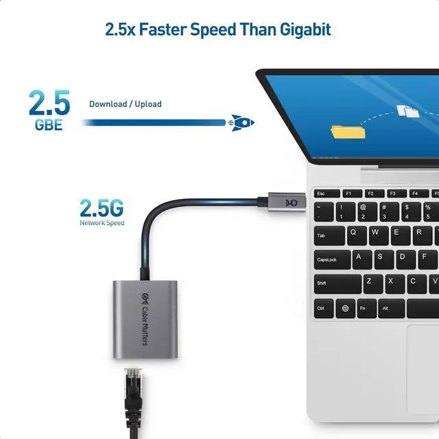 Alt view image 3 of 7 - Cable Matters USB C to 2.5 Gigabit Ethernet Adapter with Charging 100W, 2.5g Ethernet to USB-C Adapter (2.5gbps Ethernet Port) - Compatible with MacBook Pro, iPad Pro, XPS, Microsoft Surface Pro