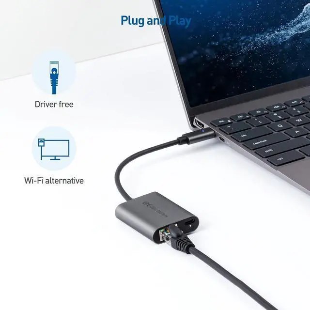 Alt view image 4 of 7 - Cable Matters USB C to 2.5 Gigabit Ethernet Adapter with Charging 100W, 2.5g Ethernet to USB-C Adapter (2.5gbps Ethernet Port) - Compatible with MacBook Pro, iPad Pro, XPS, Microsoft Surface Pro