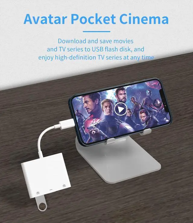 Alt view image 4 of 7 - Apple Certified Lightning Male to USB Female Adapter OTG and Charger Cable for iPhone 11 12 Mini max pro xs xr x se 7 8plus Ipad air A Camera Memory Stick Flash Drive Cord Converter Charging Splitter