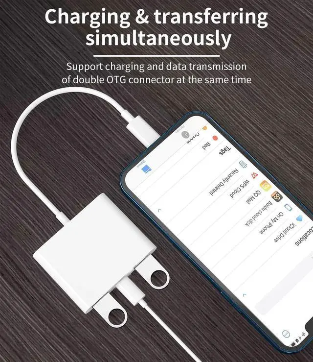 Alt view image 3 of 7 - Apple Certified Lightning Male to USB Female Adapter OTG and Charger Cable for iPhone 11 12 Mini max pro xs xr x se 7 8plus Ipad air A Camera Memory Stick Flash Drive Cord Converter Charging Splitter