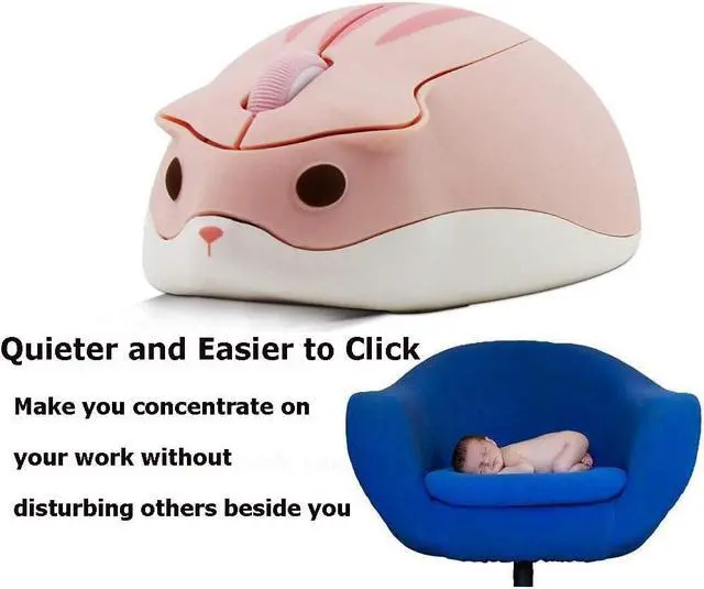 Alt view image 4 of 7 - Bluetooth Aqua Water Mice with Liquid Water Section & Floater Animal,Cute Hamster Shape Less Noice Portable Mobile Optical 1200DPI USB Cordless Mice for PC Laptop Computer Macbook Kids Women Men Gift