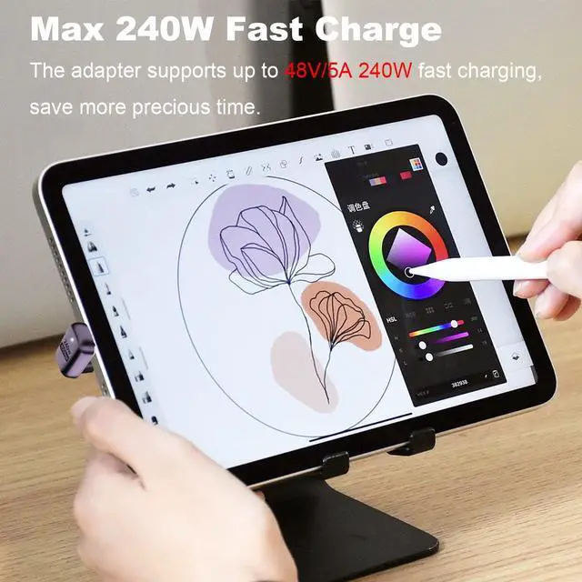 Alt view image 2 of 6 - 240W USB C 180 Degree Adapter (2 Pack) U Shape Type C Male to Female 40Gbps Connector for Thunderbolt Switch MacBook Laptop Tablet Phone