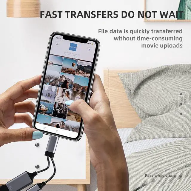 Alt view image 5 of 7 - Iphone Lightning Male to USB Female OTG Adapter Charger Cable Converter for 13 12 11 Pro Max X Xr 7 8plus Ipad Dongle Splitter Camera Memory Flash Drive Cord Card Reader Mouse Keyboard Data Sync