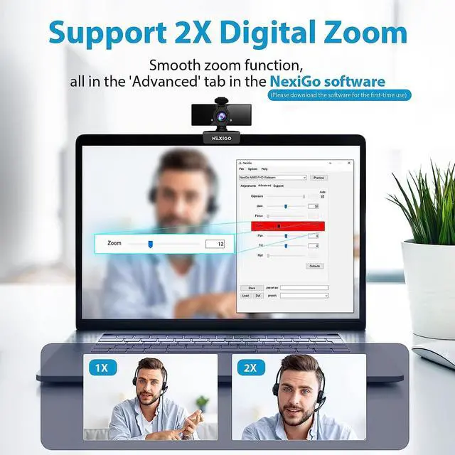 Alt view image 2 of 7 - NexiGo N660 1080P Business Webcam, Dual Microphone & Privacy Cover, USB FHD Web Computer Camera, Plug and Play, for Zoom/Skype/Teams/Webex, Laptop MAC PC Desktop