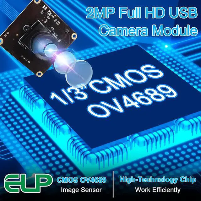 Alt view image 2 of 7 - ELP High Speed USB Camera 1080P Embedded Webcam Board with 100degree No Distortion Lens for Computer High fps 60fps 120fps 260fps Wide Angle UVC USB2.0 Camera Module for Laptop 3D Printer Raspberry Pi