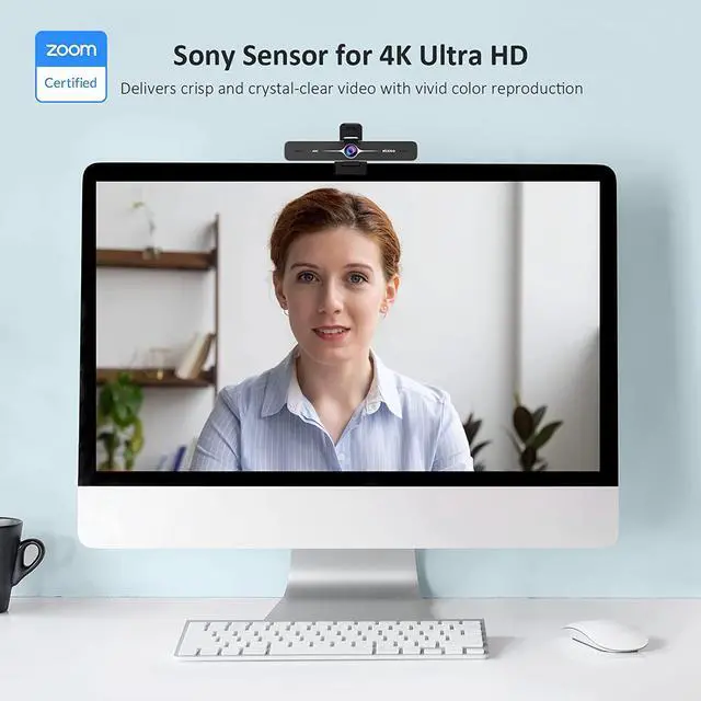 Alt view image 2 of 7 - Zoom Certified, NexiGo N970P 4K Webcam, Onboard Flash Memory, Al-Powered Auto-Framing, Adjutable Field of View, Sony Sensor, Dual AI Noise-Cancelling Mics, Works with Teams/Zoom/Webex/Google