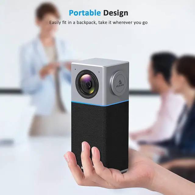 Alt view image 2 of 7 - NexiGo N3000 4K Portable Video Conference Camera, Zoom Certified, AI Webcam with Speaker and Microphone, Auto-Framing, Noise Cancellation, 4-Mic Array, 48kHz, Video Audio System for Zoom/Teams/Webex