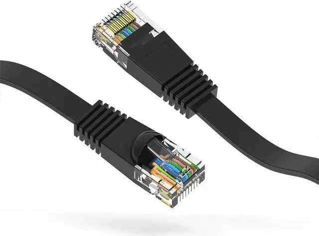 Main image of 1ft (0.3M) Cat6 Flat Ethernet Cable 1 Feet (0.3 Meters) Gigabit LAN Network Cable RJ45 High Speed Patch Cord for Xbox, PS4, PS3, Modem, Router, LAN, Switch Compatible Cat5e/Cat6 Network, Black