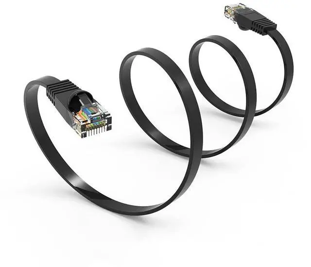 Alt view image 4 of 4 - 1ft (0.3M) Cat6 Flat Ethernet Cable 1 Feet (0.3 Meters) Gigabit LAN Network Cable RJ45 High Speed Patch Cord for Xbox, PS4, PS3, Modem, Router, LAN, Switch Compatible Cat5e/Cat6 Network, Black