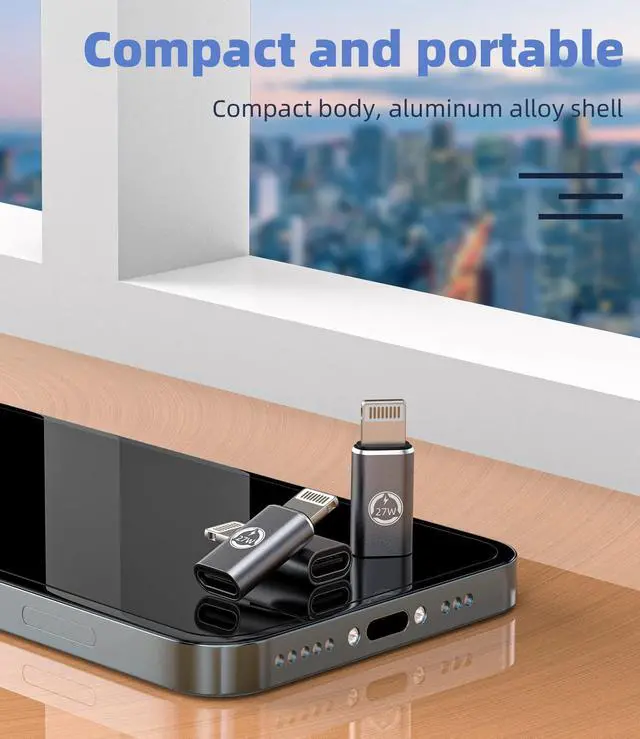 Alt view image 3 of 7 - 27W Fast Charger Adapter USB C Female to Lightning Male(3Pack)Charging Data Sync Cable Converter Type-c Port Charge Cord Connector for Apple Iphone 14 13 12 11 Pro Max Mini Xs Se 7 8 X Xr Plus IpadAir