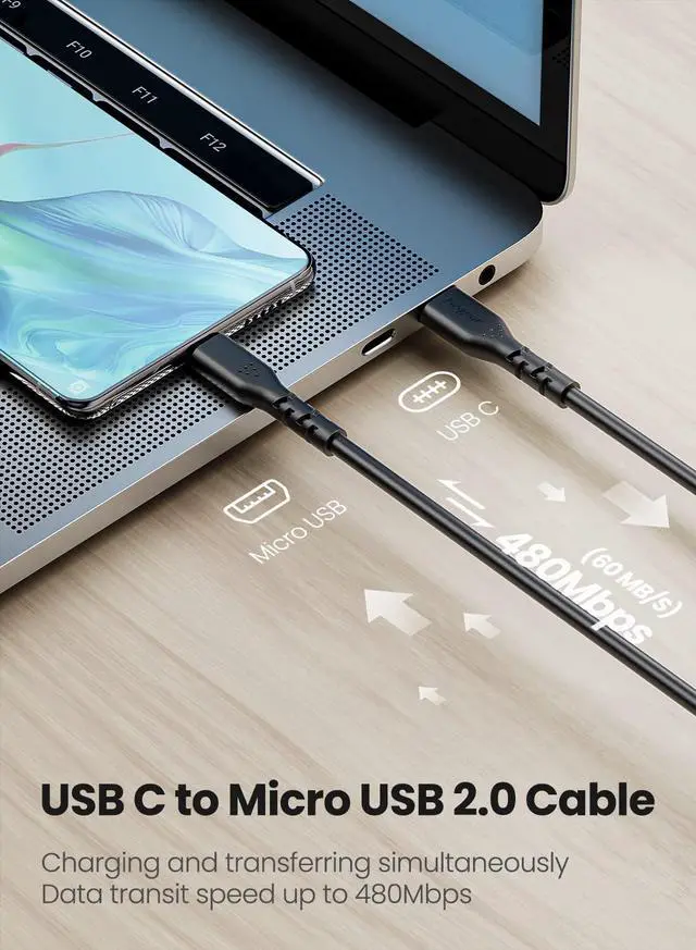 Alt view image 5 of 7 - USB C to Micro USB Cable 6ft/1.8m - 1 Pack Long Type C to Micro-B 2.0 OTG Cord for Connecting USB C Device to Micro USB Android Phone Game Controller|Power Bank Support Data Sync & Charging
