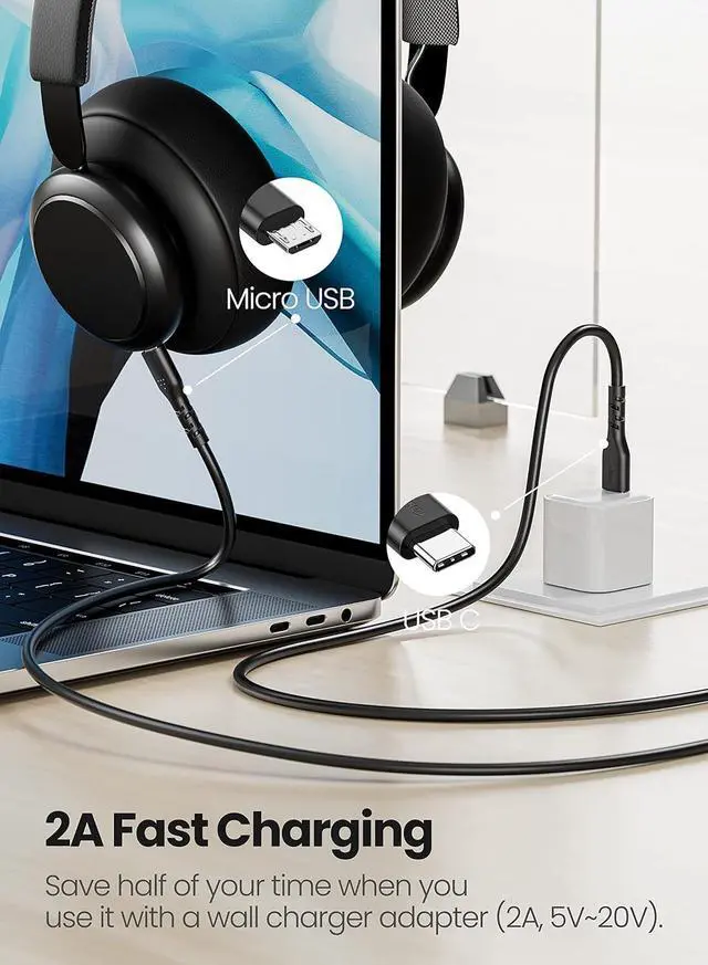 Alt view image 6 of 7 - USB C to Micro USB Cable 6ft/1.8m - 1 Pack Long Type C to Micro-B 2.0 OTG Cord for Connecting USB C Device to Micro USB Android Phone Game Controller|Power Bank Support Data Sync & Charging