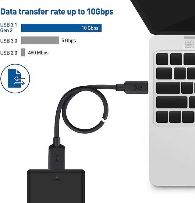 Alt view image 2 of 7 - Cable Matters USB C to Micro USB 3.0 Cable 3.3 ft with 10 Gbps Data Transfer (USB C to Micro B 3.0, USB C Hard Drive Cable) in Black