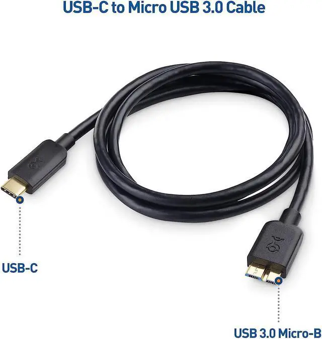 Alt view image 3 of 7 - Cable Matters USB C to Micro USB 3.0 Cable 3.3 ft with 10 Gbps Data Transfer (USB C to Micro B 3.0, USB C Hard Drive Cable) in Black