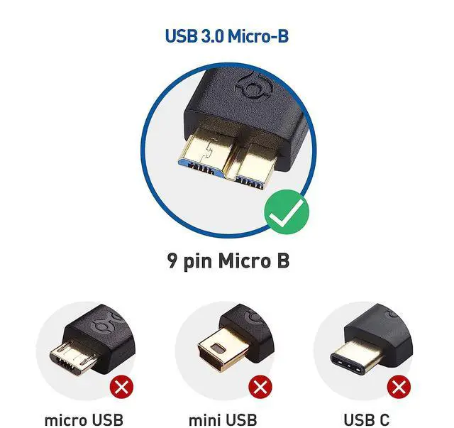 Alt view image 7 of 7 - Cable Matters USB C to Micro USB 3.0 Cable 3.3 ft with 10 Gbps Data Transfer (USB C to Micro B 3.0, USB C Hard Drive Cable) in Black