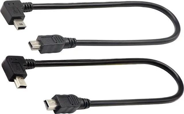Main image of z (2-Pack) USB 2.0 Mini B Male Extender Cable, 90 Degree Right & Left Angled USB 2.0 Mini B Male to Male Extension Cable Data Sync and Charging Cable for Laptop & Tablet & Mobile Phone (28CM)