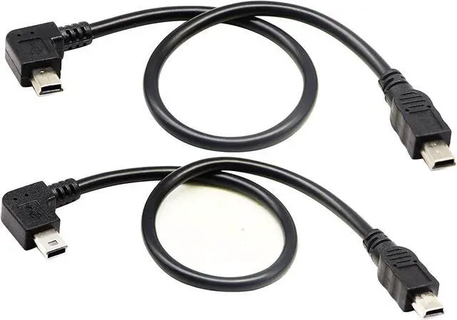 Alt view image 5 of 6 - z (2-Pack) USB 2.0 Mini B Male Extender Cable, 90 Degree Right & Left Angled USB 2.0 Mini B Male to Male Extension Cable Data Sync and Charging Cable for Laptop & Tablet & Mobile Phone (28CM)