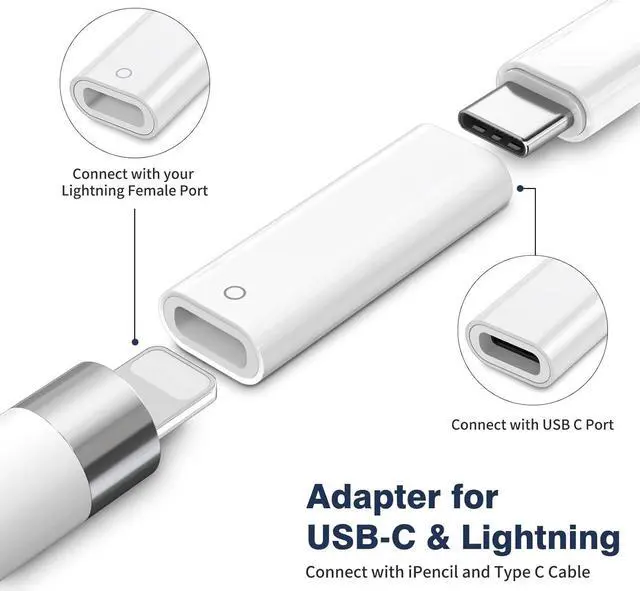 Alt view image 3 of 6 - USB C to iPencil Adapter for iPad 10th Gen USB Type C to for  Pencil Adapter Bluetooth Connector USB-C Pencil Adapters Female to Female Lightning Fast Charger for  Pencil 1st Generation