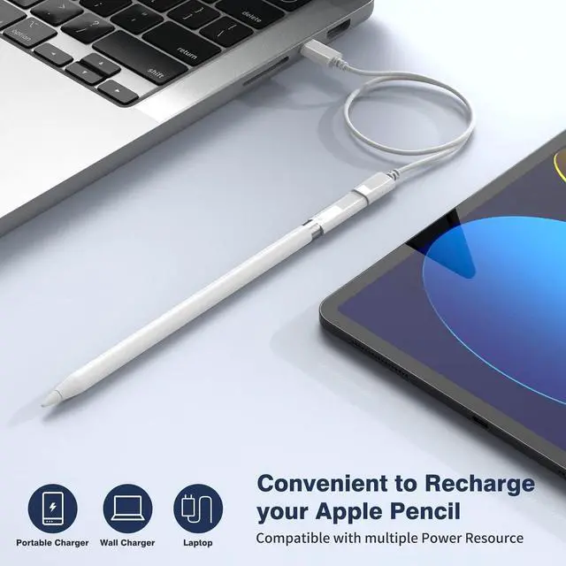 Alt view image 4 of 6 - USB C to iPencil Adapter for iPad 10th Gen USB Type C to for  Pencil Adapter Bluetooth Connector USB-C Pencil Adapters Female to Female Lightning Fast Charger for  Pencil 1st Generation
