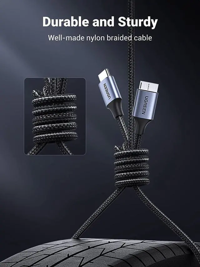 Alt view image 7 of 7 - U USB 3.1 Micro B Cable USB C to Micro B Data Sync and Charging Cord, Compatible with External Hard Drives, Expansion Portable, WD Elements Drive, WD My Passport Portable, Galaxy S5, 10ft