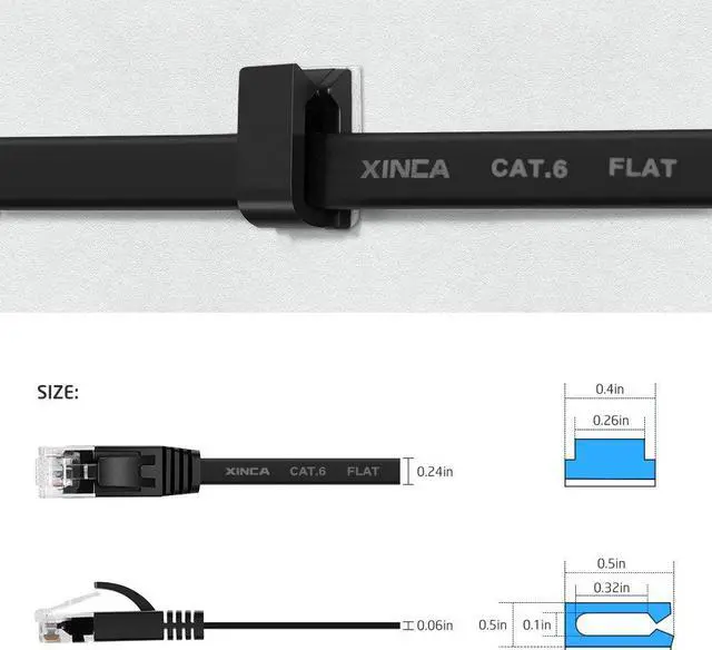 Alt view image 4 of 7 - Cat6 Ethernet Cable 50 ft Black Gigabit Flat Network LAN Cable with 25 pcs Cable Clips Snagless Rj45 Connectors for Computer/Modem/Router/X-Box Faster Than Cat5e/Cat5 - X