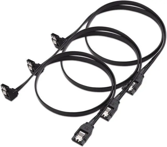Main image of Cable Matters 3-Pack 90 Degree Right Angle SATA Cable 24 Inches (6.0 Gbps SATA III Cable, SATA Cable for SSD, SATA SSD Cable, SATA 3 Cables) Black