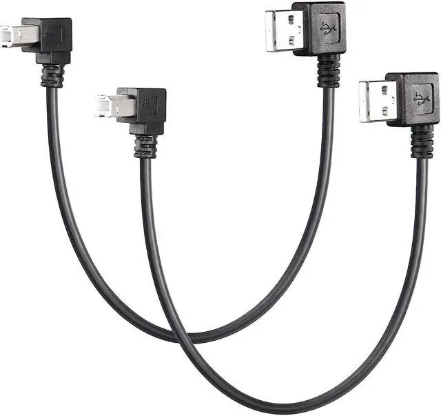 Main image of 90 Degree USB A to B Cable, 1ft Left Angle USB 2.0 Type A Male to Up & Down Angle USB 2.0 Type B Male Scanner Cable